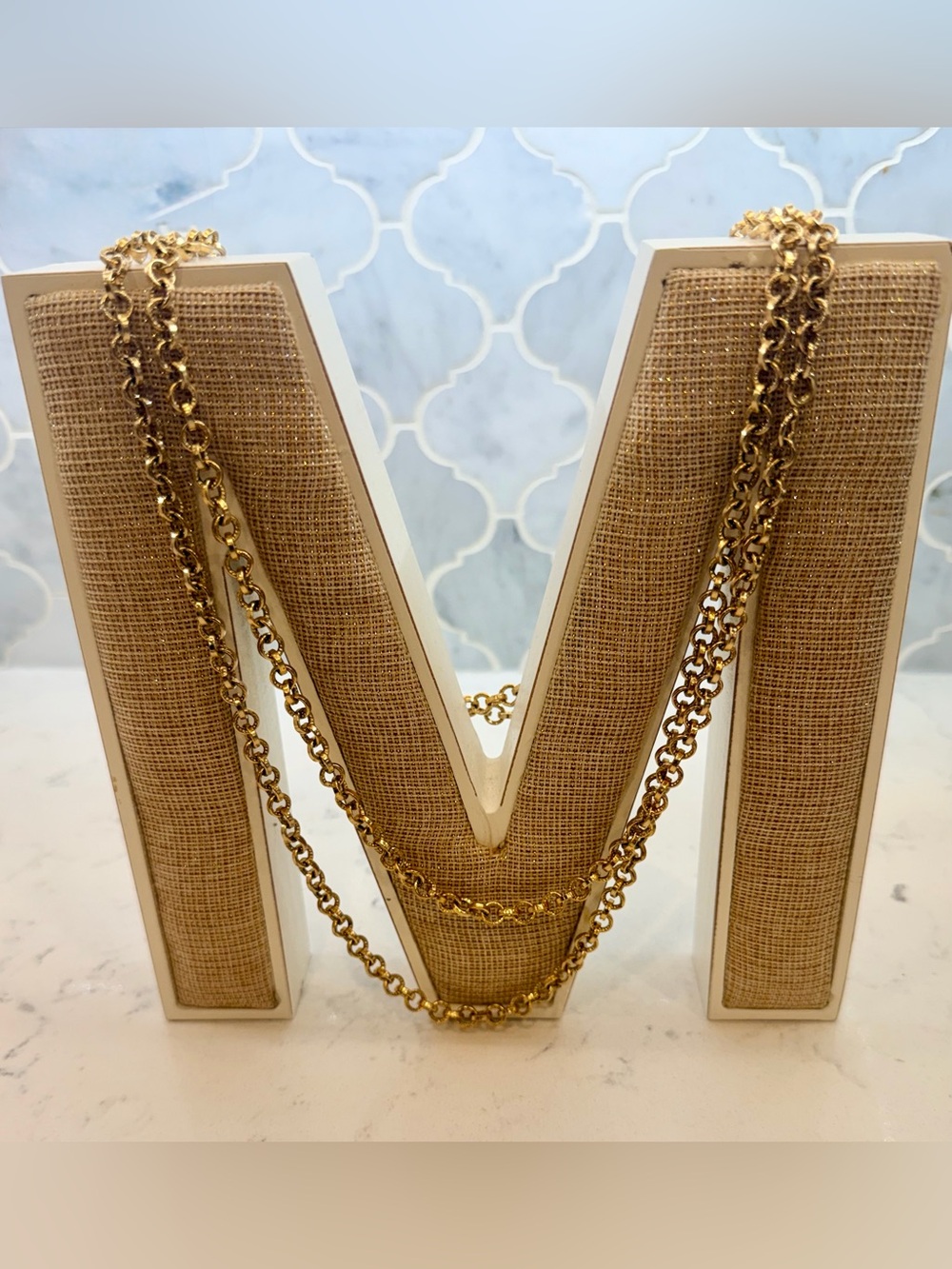 Vintage Napier 48” Goldtone Rolo Chain Necklace. Heavy 78g. Sautoir 80’s Signed